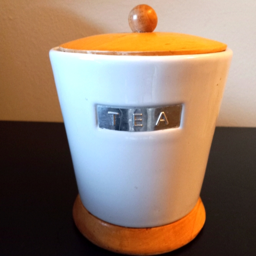 Ceramic and Wood Tea Cannister